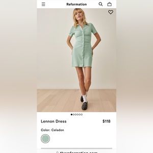 The Reformation Lennon Dress, size medium, in celadon.